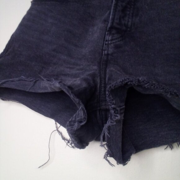 Old Navy Cut-Off Shorts Women 4 Denim Sky Hi A-Line Raw Hem Black - Picture 5 of 12